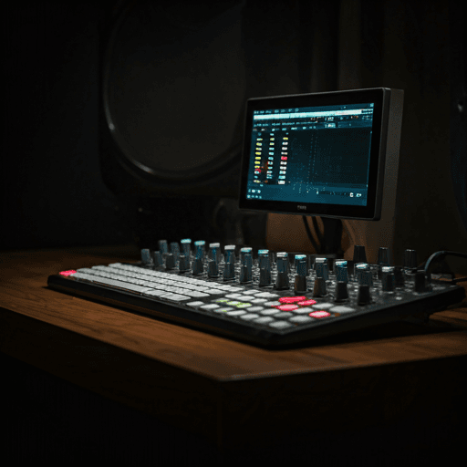 Professional music studio with mixing console
